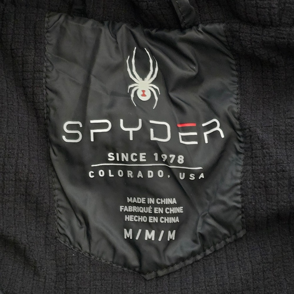 Spyder Mens Black Blue Hooded Puffer Jacket ThermoWeb Retail $199 Medium NWT NEW - Picture 8 of 12